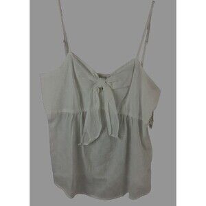 A.N.A A New Approach Womens Tank top size M White Tie- Front Textured Side Zip